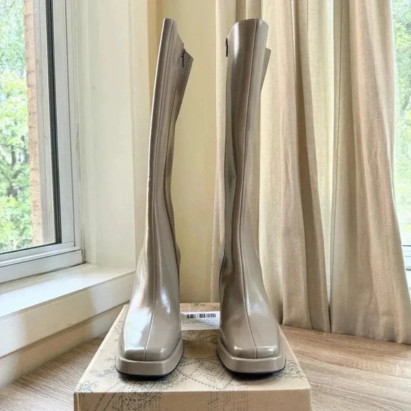 New Jeffrey Campbell Maximal Tall Boots Heeled Knee High in Taupe Brown Tan 8 - Picture 7 of 14